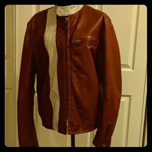 GAP M RED LEATHER CAFE RACER MOTORCYCLE